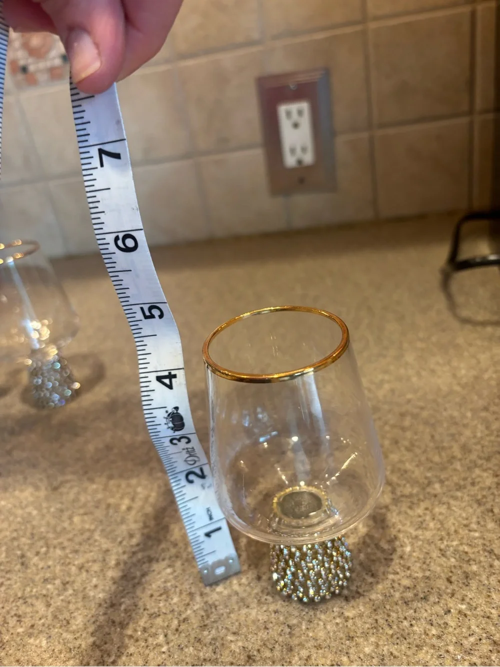 Christian Siriano (set of 4) Rhinestones Decorative Shot Glasses With Gold Rim.